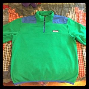 Vineyard Vines quarter zip fleece green and blue