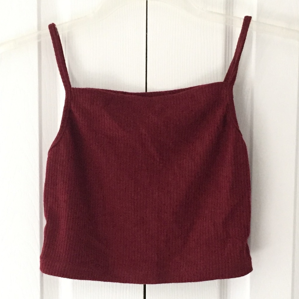 Womens maroon knit crop tank top - Picture 1 of 2