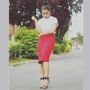 Red pencil skirt