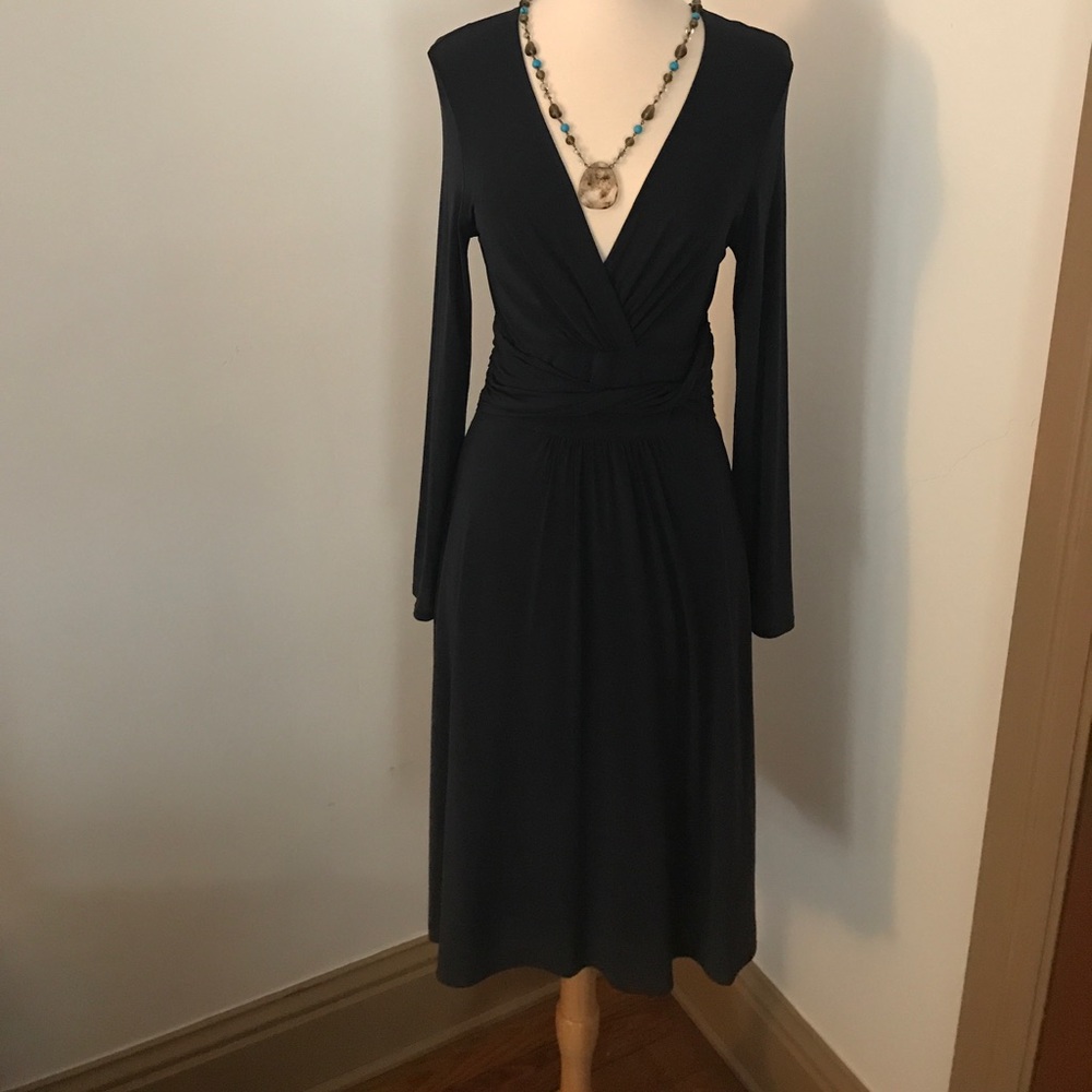 Stunning navy faux wrap dress by BCBGMaxazria