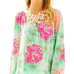 NWOT Lilly Pulitzer Silk Elsa top in Beach Walk