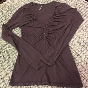 Bobi button up tee in Eggplant