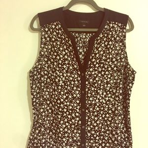 Ann Taylor Button Up Floral Tank