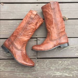 BRAND NEW Frye Anna Mid Pull Slouch Cognac 7.5M