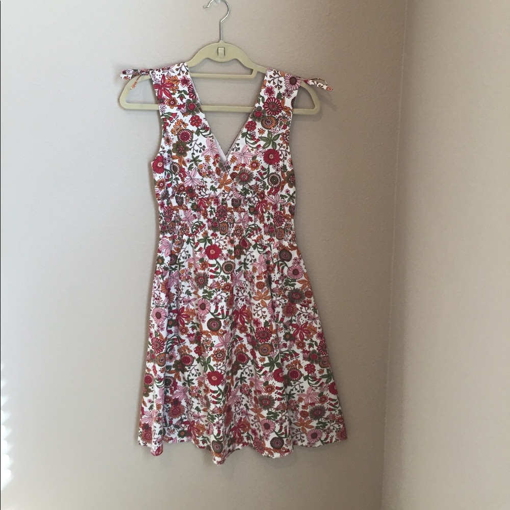 All cotton pink and red flower dress