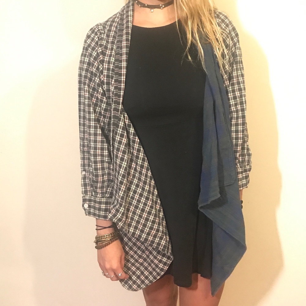 Flannel Sweater w/ Mixed Patterns