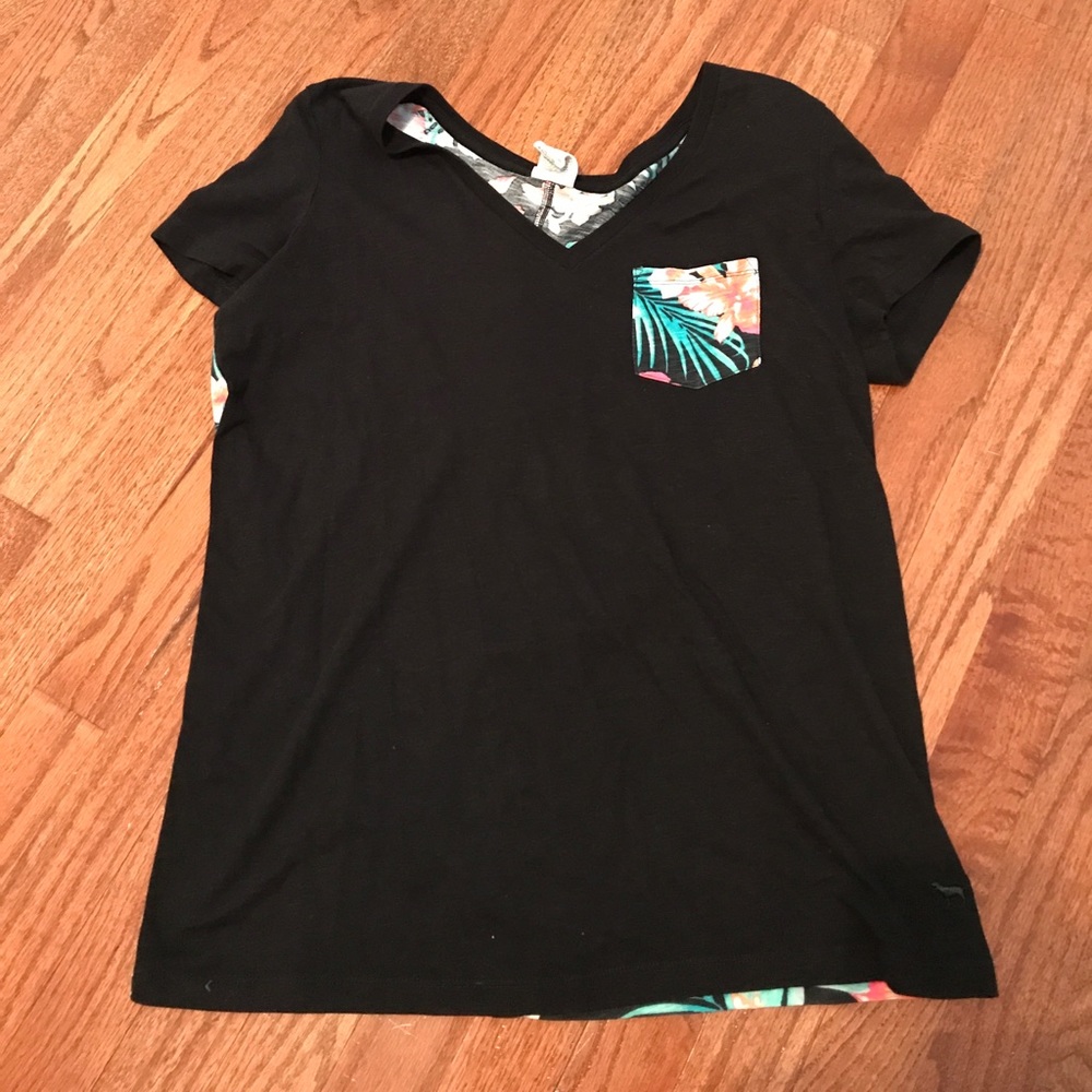 Black and floral v-neck