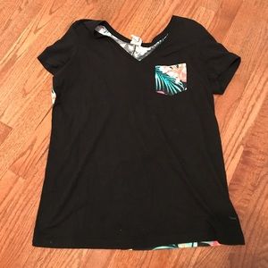 Black and floral v-neck