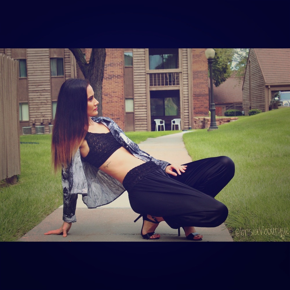 1980s, two piece black vintage outfit