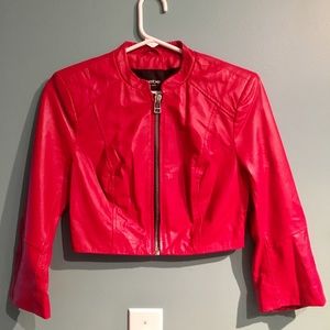 100% Red leather bebe jacket!