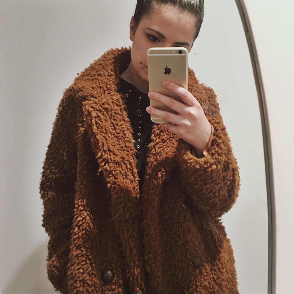 Brown/Burnt Orange Teddy Coat Sz L