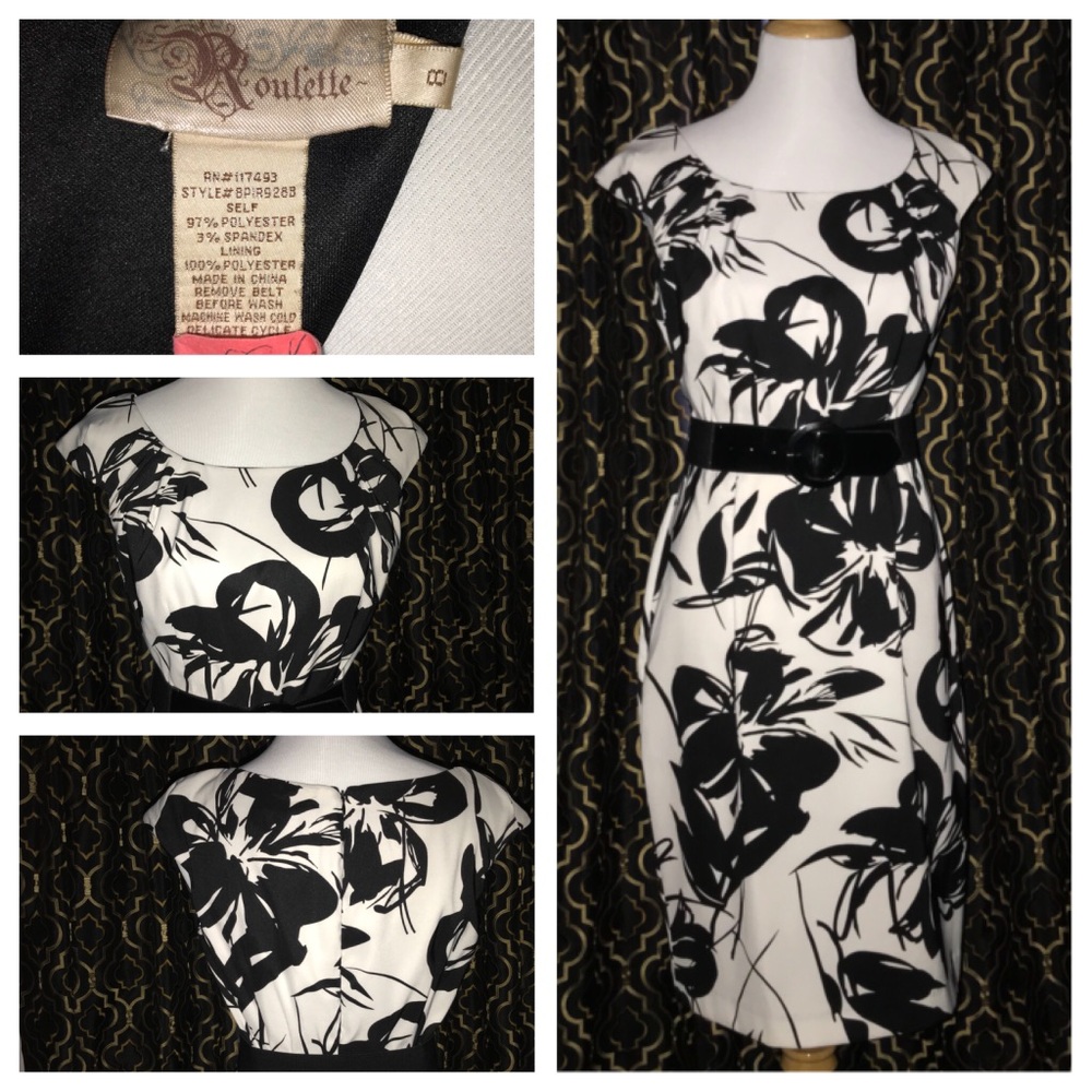 Black & White Career Belted Dress