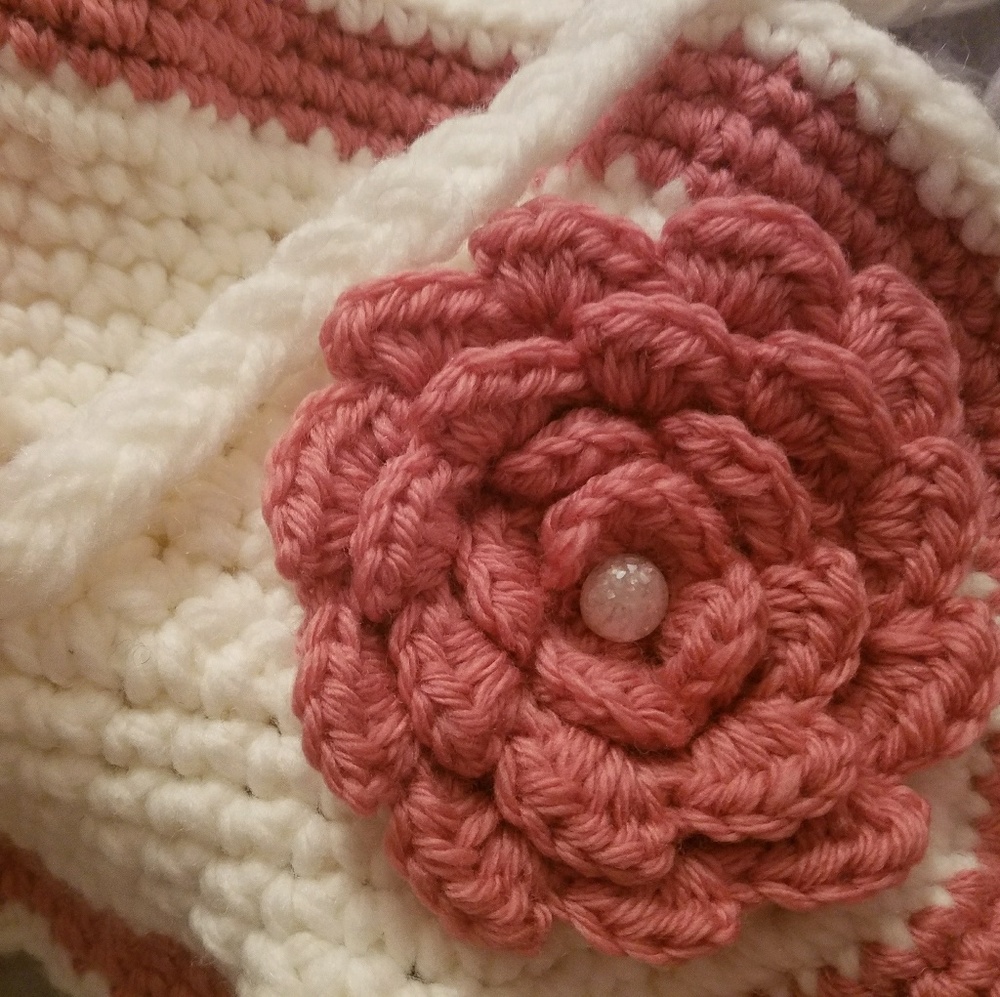 Crochet neck scarf and Pink Rose flower Headband! - Picture 3 of 8