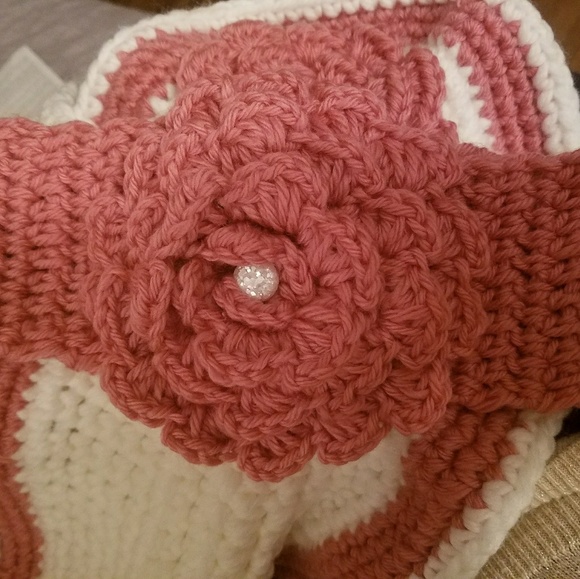 Crochet neck scarf and Pink Rose flower Headband! - Picture 4 of 8