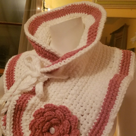 Crochet neck scarf and Pink Rose flower Headband! - Picture 8 of 8