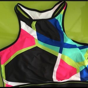 Fabletics High Neck Multi-Color Sports Bra