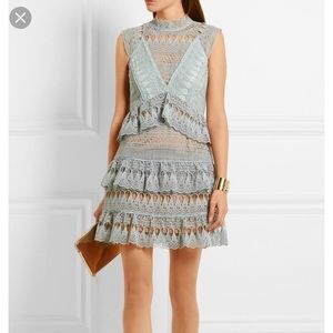 Self Portrait Guipure Dress -mint-green