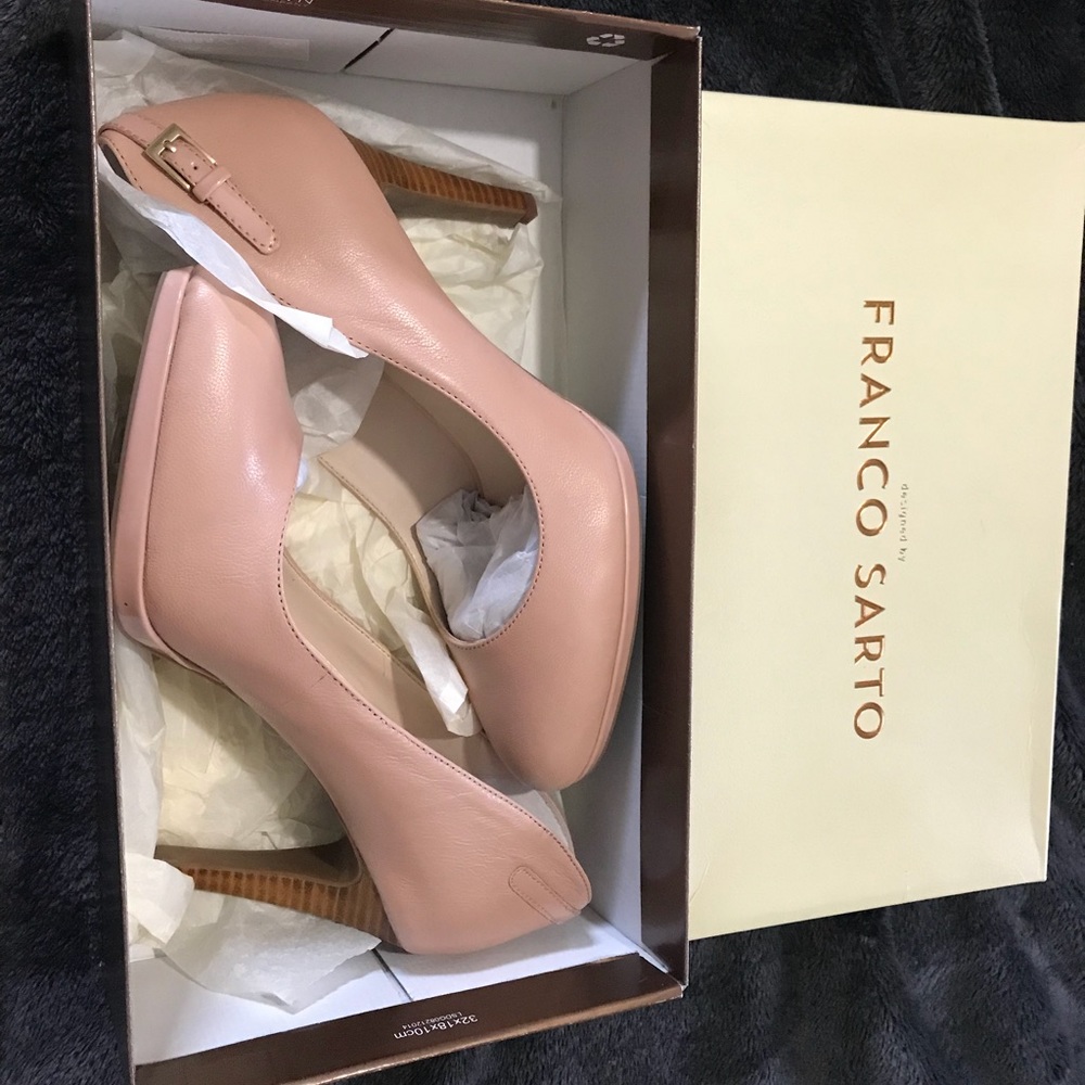 Leather Blush Franco Sarto Demi Platform Pumps