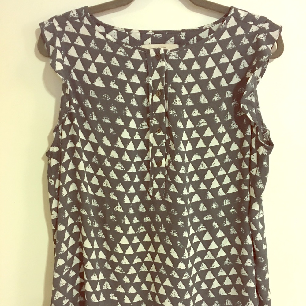 Ann Taylor Loft Triangle Ruffle Sleeve Tank Top