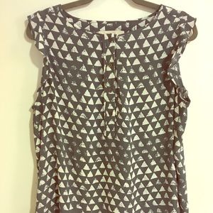 Ann Taylor Loft Triangle Ruffle Sleeve Tank Top