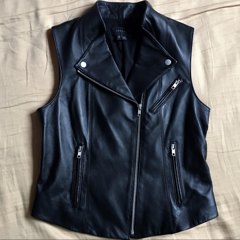 ⚜️HP⚜️ Genuine Leather Moto Vest by Theory