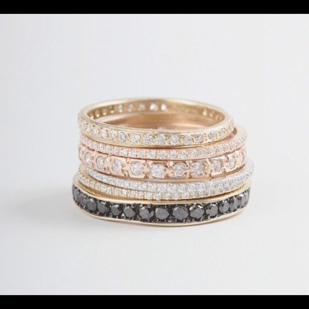 Stackable diamond eternity band ring