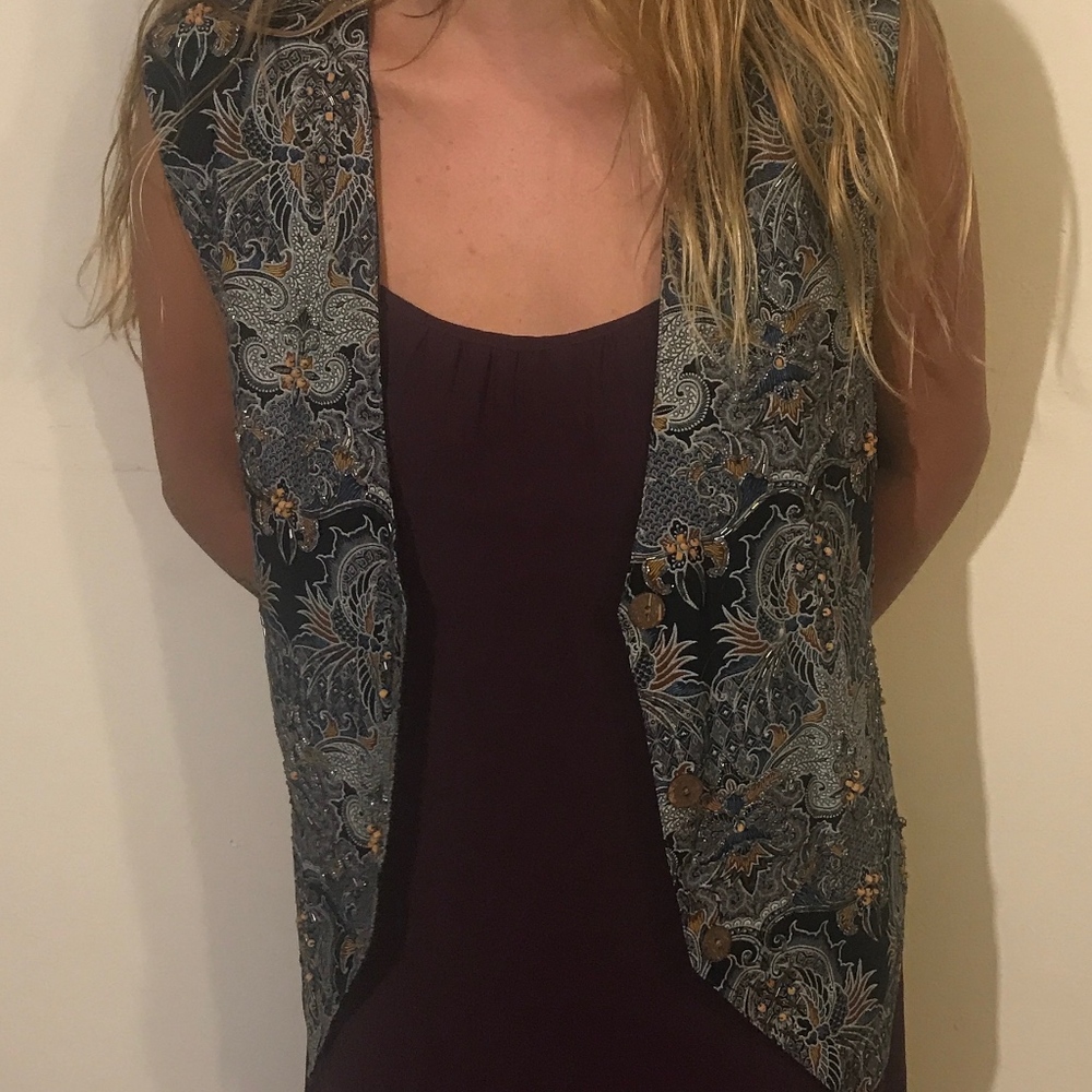 Unique Patterned Vest with Beadwork