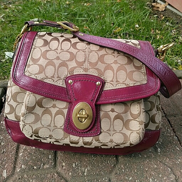 Coach Handbags - Coach Legacy Signature Berry Leather Flap Bag