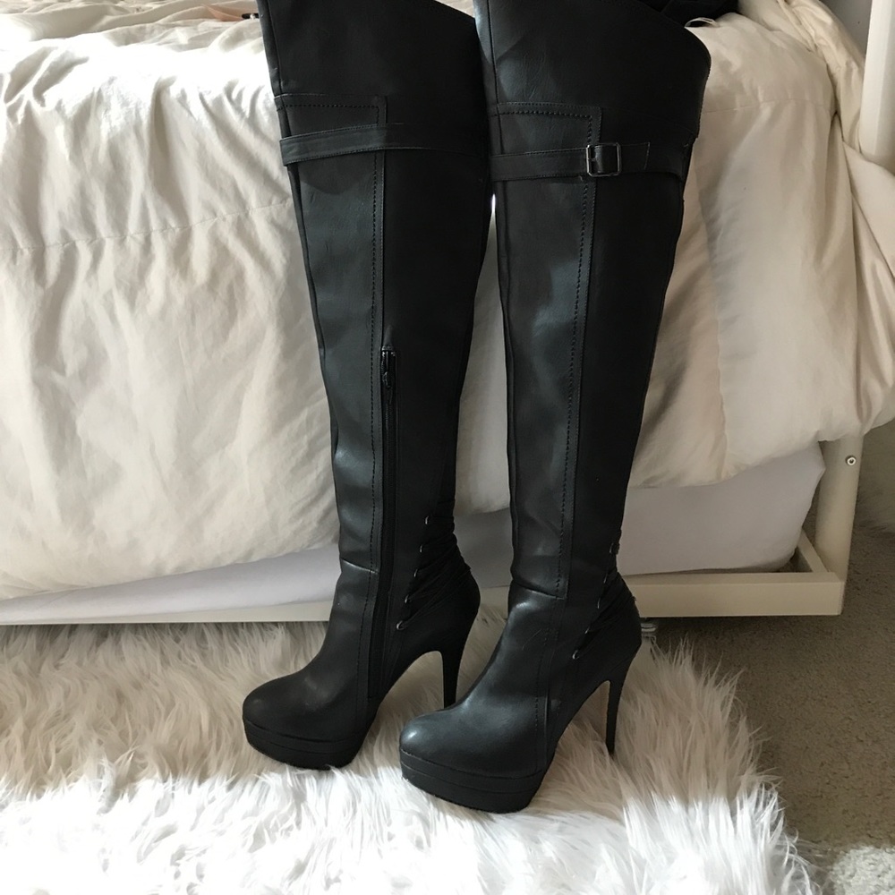 Thigh high leather boots