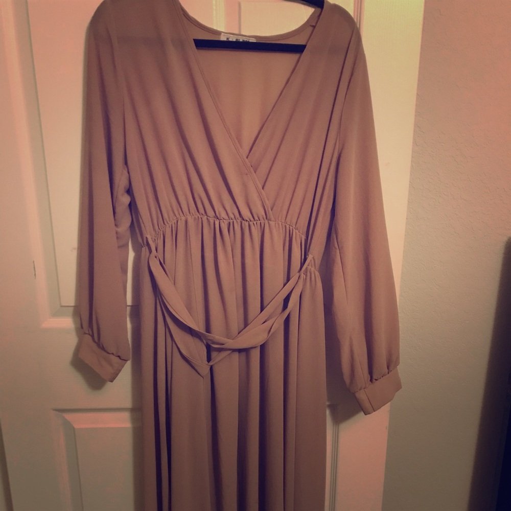 Beige sheer maxi Dress XL
