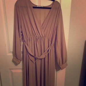 Beige sheer maxi Dress XL