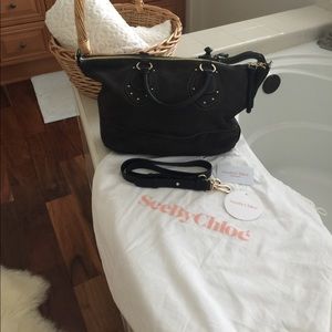 See By Chloe Graphite suede leather handbag