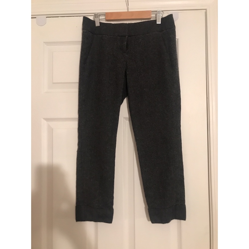 Grey Herringbone Ankle Pants