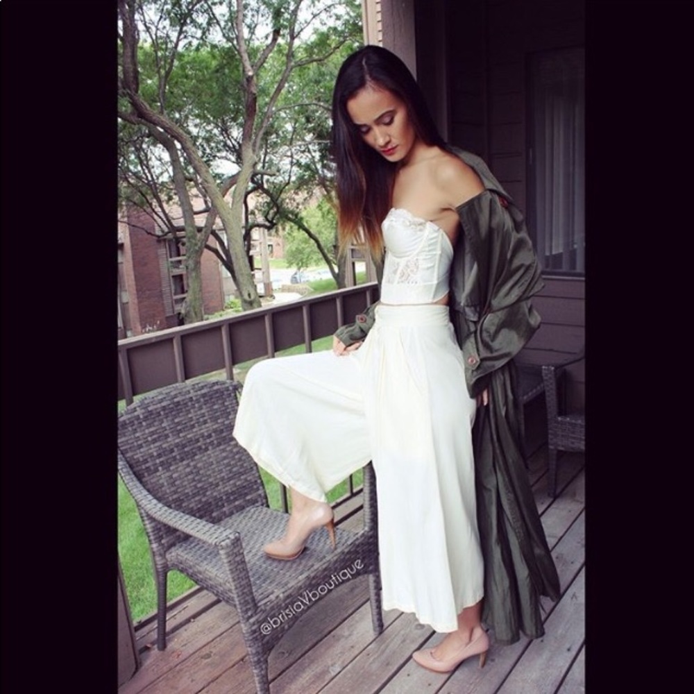 IVORY outfit with heavy silk trench! To die for!