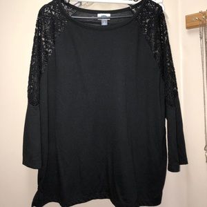 Black long sleeve shirt with lace details