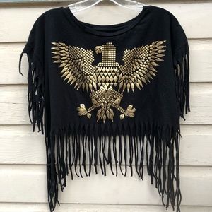 Gold Eagle Fringe Black Crop.