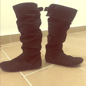 Bakers leather upper slouchy mid calf black boots