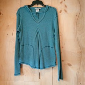 Exofficio waffle knit hooded long sleeve tee