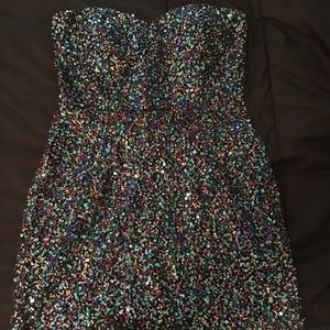 Tube top sequence foreign exchange mini dress