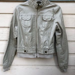 Taupe Leather Jacket.