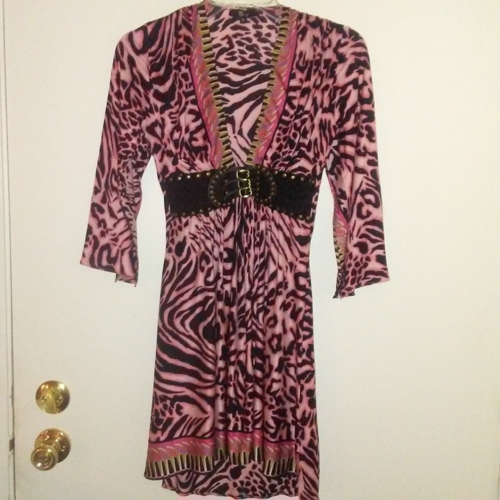NWOT Sky Clothing Pink Animal Print Dress, Tunic S