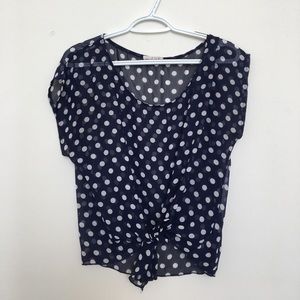Navy/white polka dot top