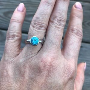 Swiss blue topaz and sterling ring