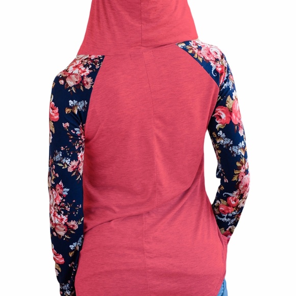 LAST ONE!!! (L)Blessed Mama  Floral Hooded Shirt - Picture 3 of 4