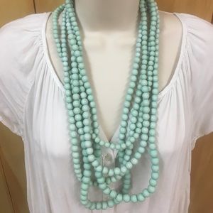 Sea foam green beaded multi-strand necklace