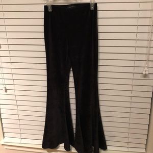 High waisted black velvet bell bottoms