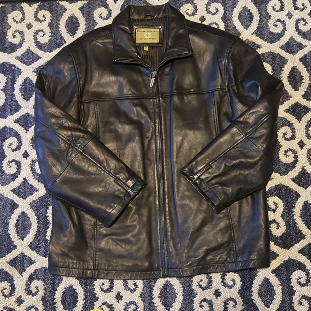 mens leather jacket boston harbour