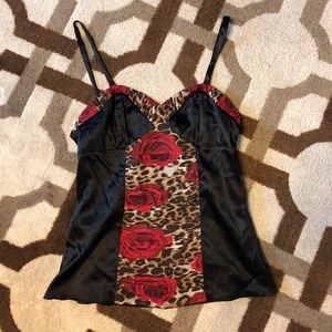 EXPRESS RED BLACK FLORAL LEOPARD TANK TOP SIZE 6
