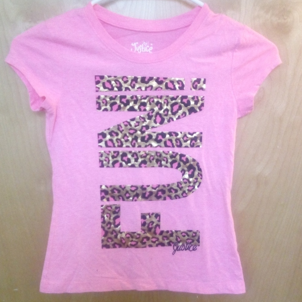 Justice Pink Graphic T-Shirt 'FUN' Girls Size 7