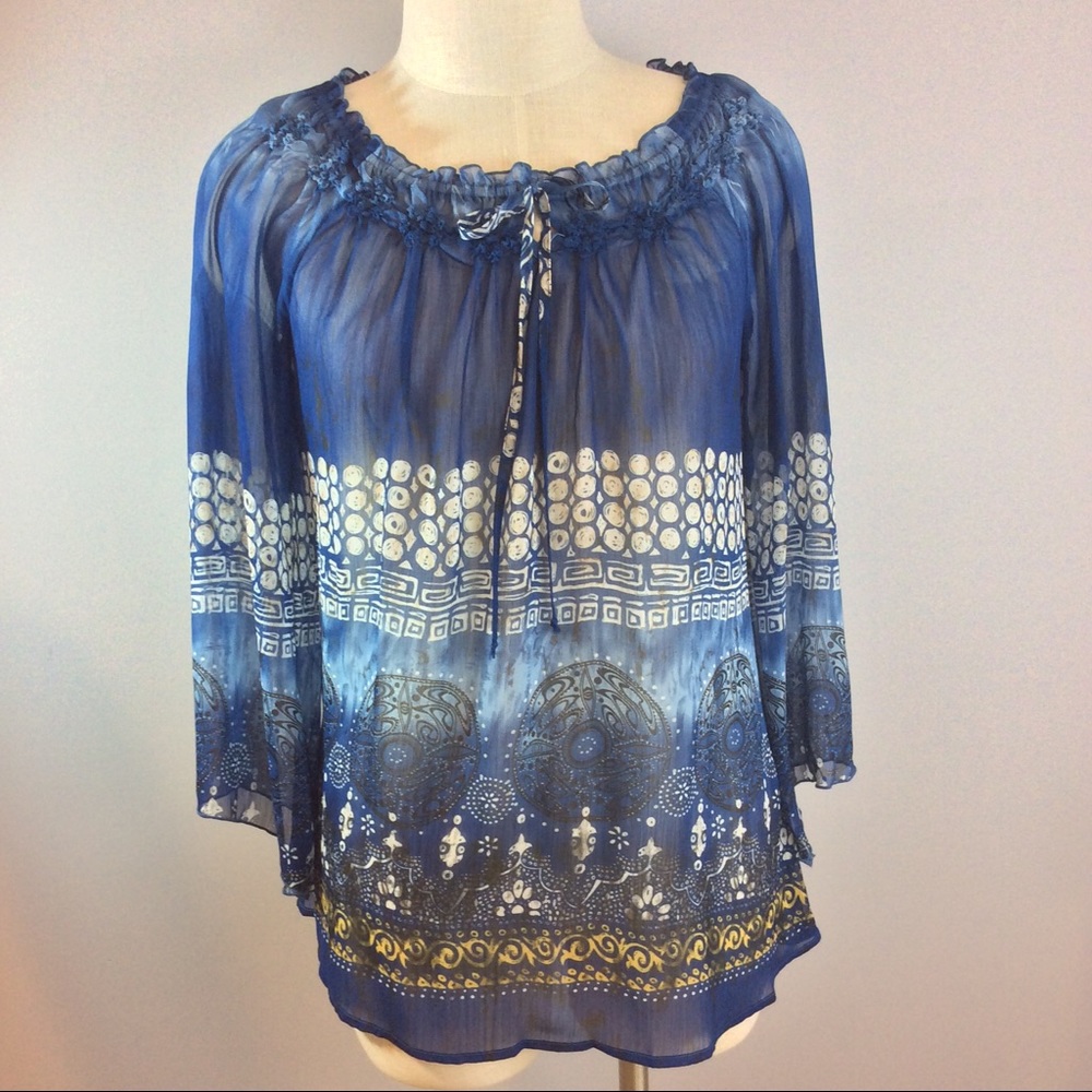 Mushkaby by Sienna Rose Sheer Tunic Top. XL. EUC